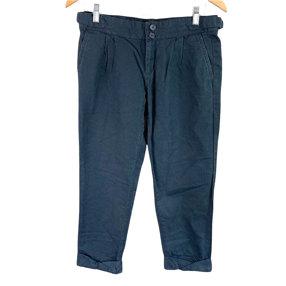 NEW Joes Jeans Linen Blend Cropped Capri Pants Womens 25 Black Adjustable